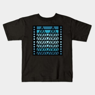 “Dimensional Peaks” - V.3 Blue - (Geometric Art) (Dimensions) - Doc Labs Kids T-Shirt